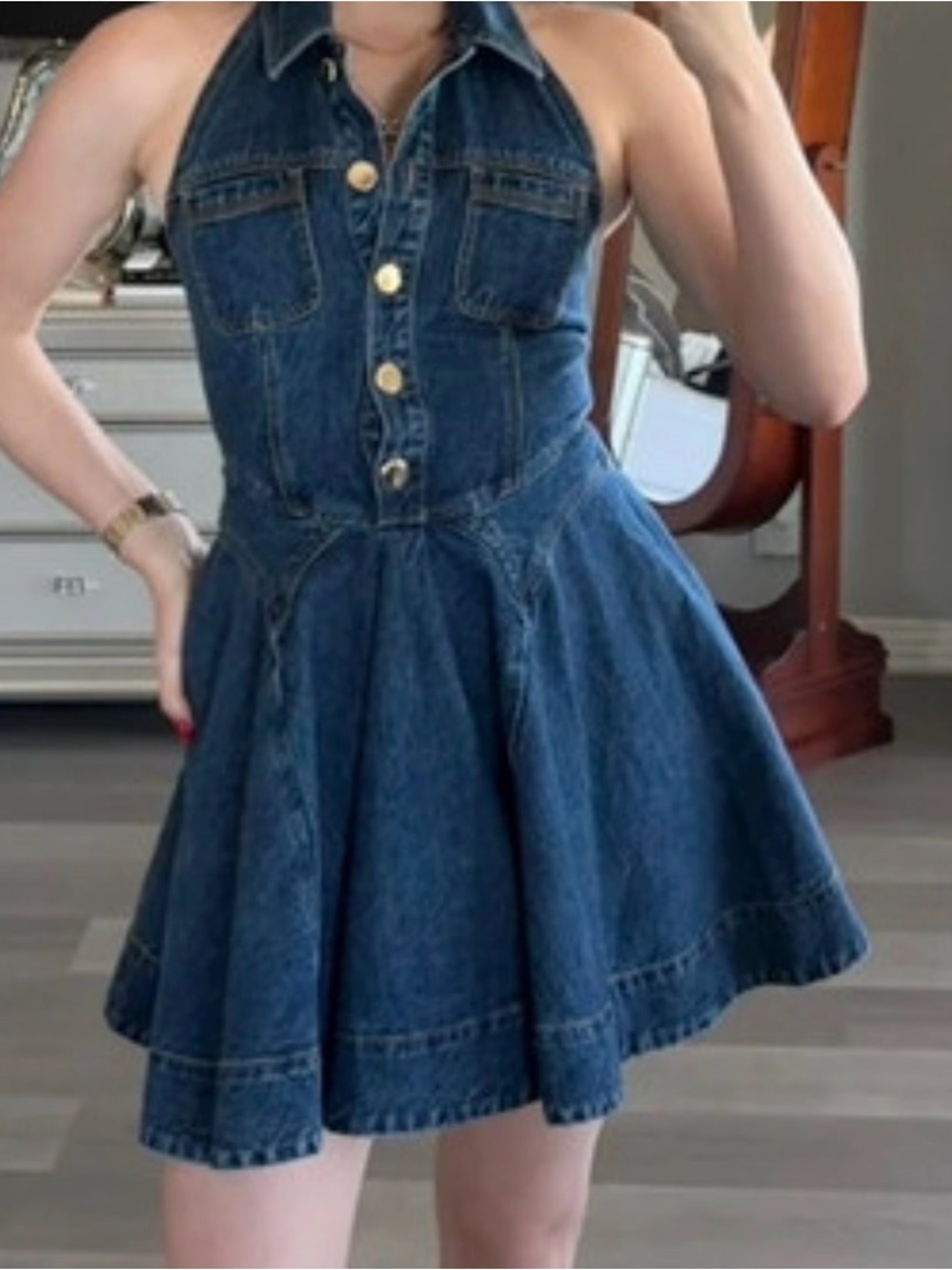 Self-Portrait Denim Midi Dress
